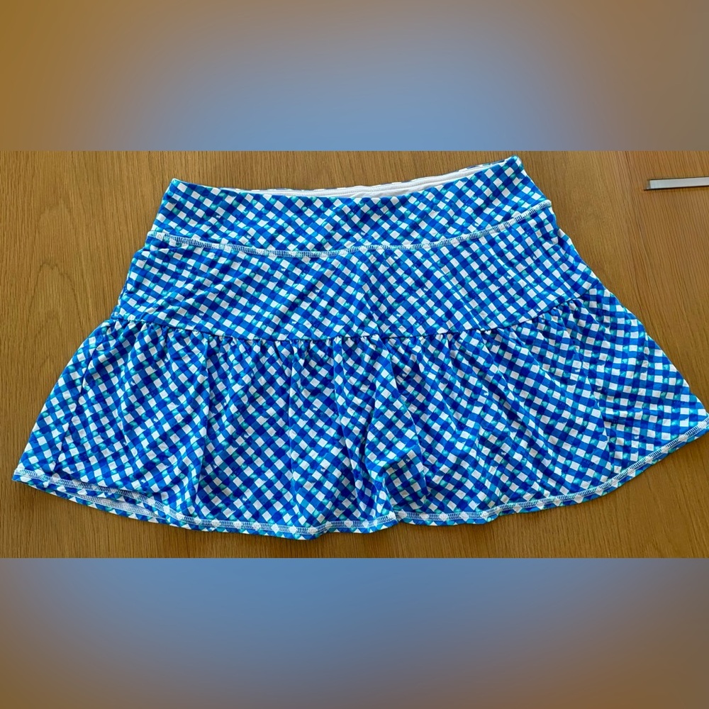 Lilly Pulitzer Blue and White Gingham Tiered Skirt